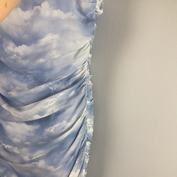 WeWoreWhat Ronnie in Clouds Powder Blue Ruched Lined Revolve Bodycon Mini Dress - Picture 7 of 16